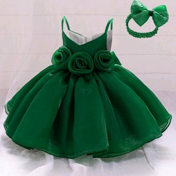 Other - Green Flower Girl Dress with Headband